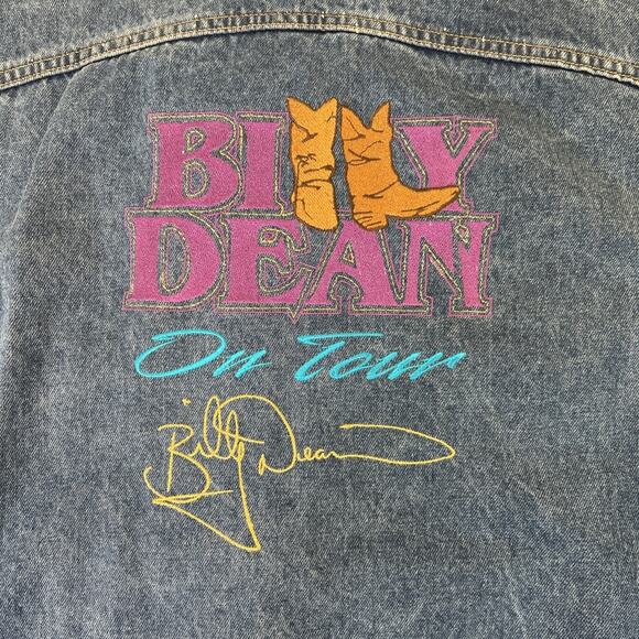 Vintage Billy Dean Billy The Kid Tour Whoa Denim Jacket Size Lg Country Music FS - Picture 9 of 10